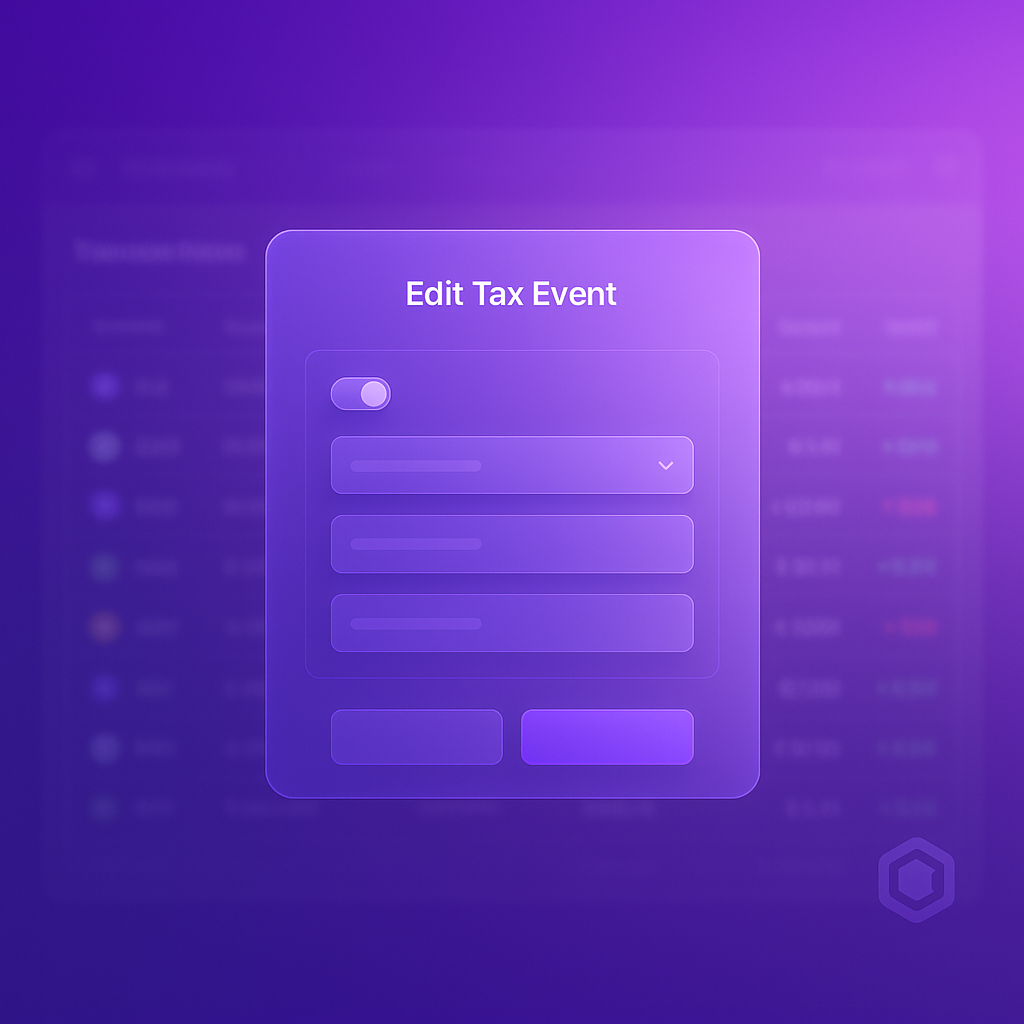 🧾 Tax events bewerken – meer controle, meer vertrouwen