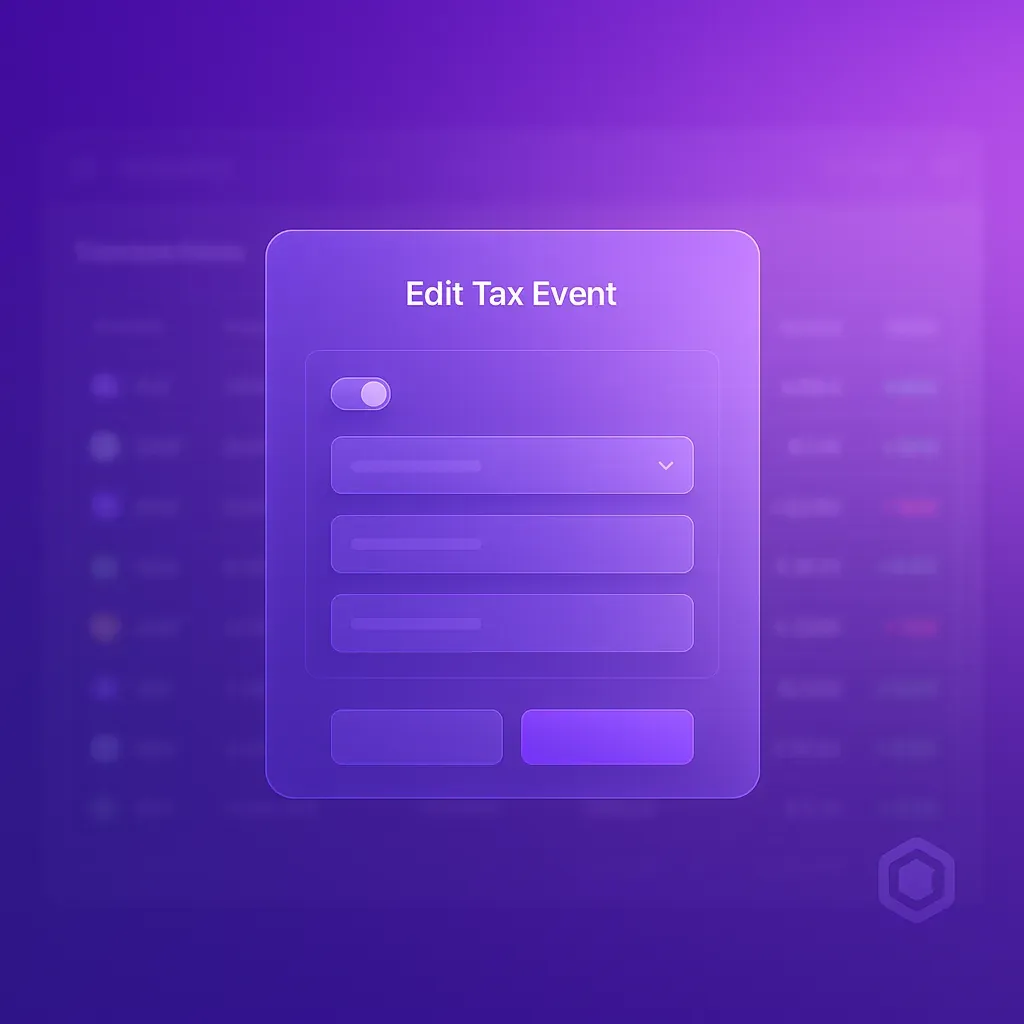 🧾 Tax events bewerken – meer controle, meer vertrouwen